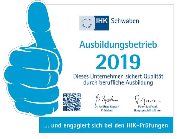 IHK Schwaben Ausbildungsbetrieb 2019